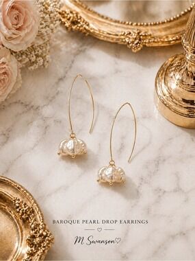 NEW Anthropologie Baroque Pearl Drop Earrings Gold Wire NEW